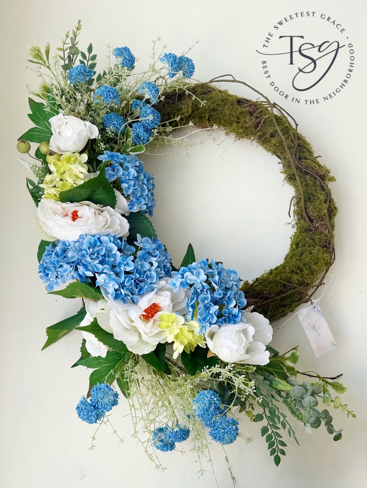 Blue Hydrangea & Moss