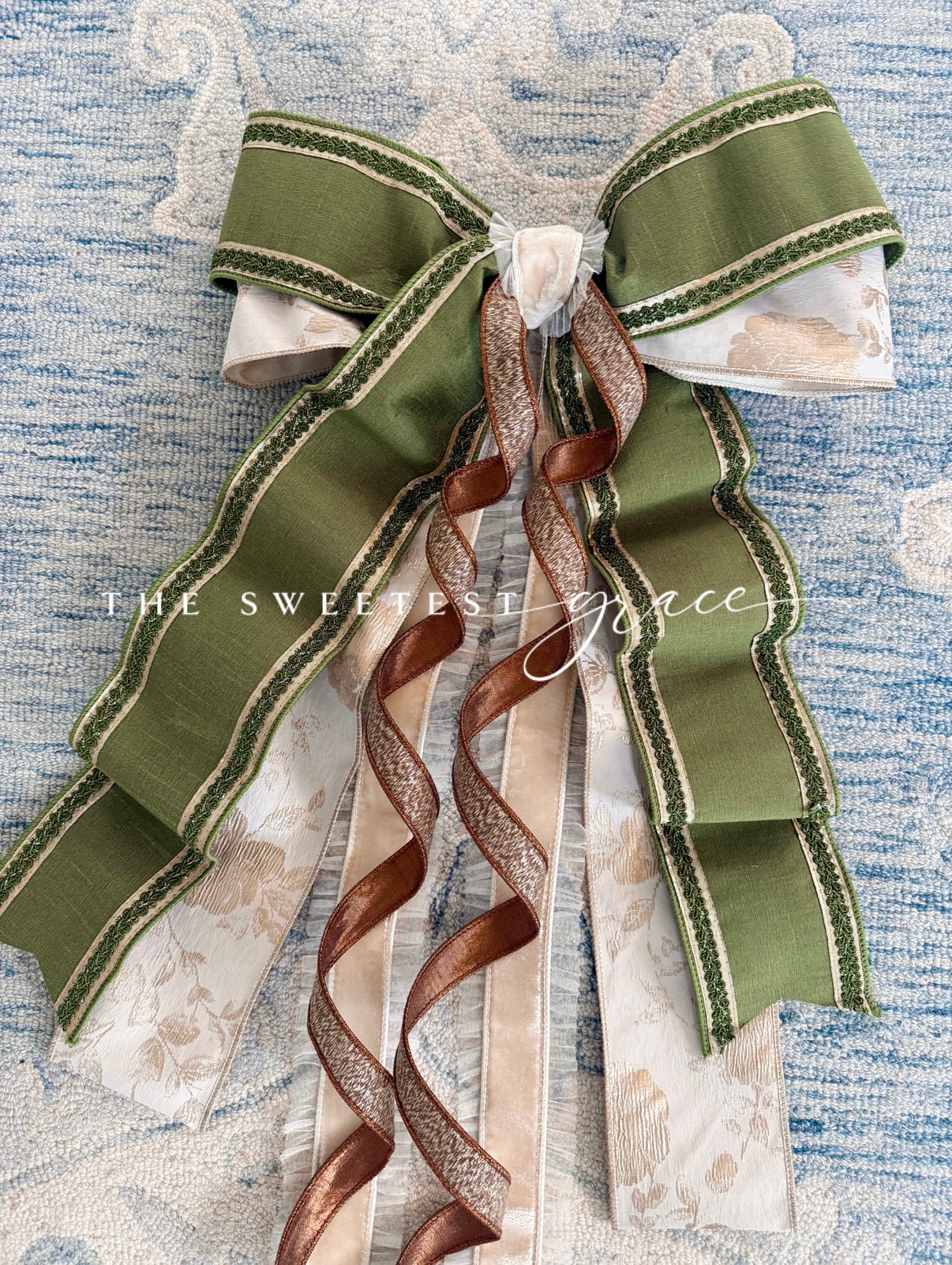 Olive & Brocade Bow